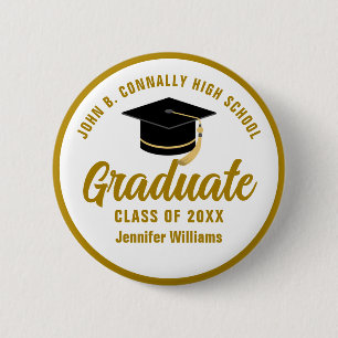 Rond 5 Cm Élégant Badge Personnalisé de Remise des Diplômes 
