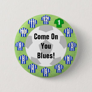 Rond 5 Cm Football Team Badge with Blue & White Shirts