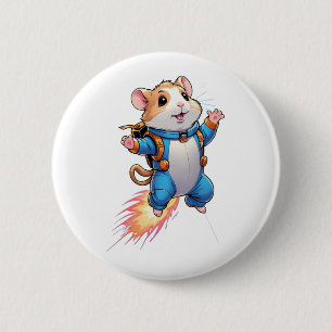 Rond 5 Cm Funny Jetpack Hamster Pin   Cartoon Animal Badge