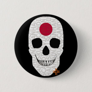 Rond 5 Cm HANDSKULL Japan Round Badge noir B2