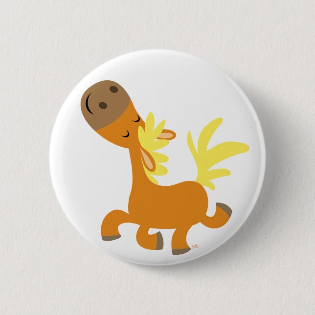 Rond 5 Cm Happy Cartoon Pony badge bouton (Devant)