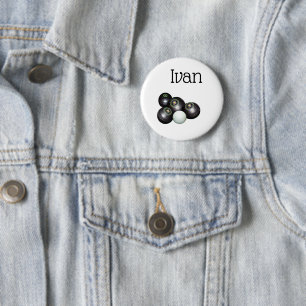 Rond 5 Cm Ivan Nom Avec Pelouse Bowls Design, Badge