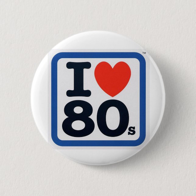 Rond 5 Cm J'adore Badge des années 80 (Devant)