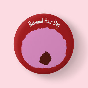 Rond 5 Cm Journée nationale des cheveux - Badge afro rose/