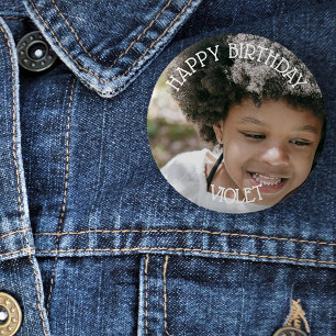 Rond 5 Cm Joyeux Anniversaire Nom et Badge Photo/