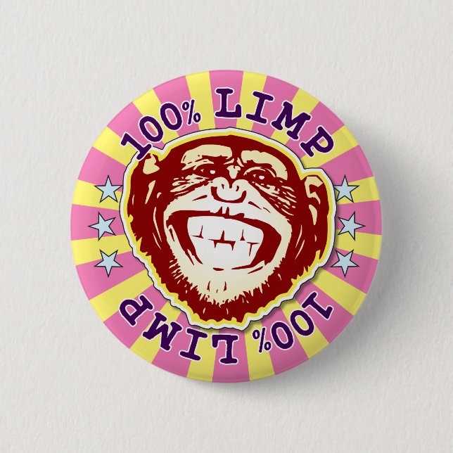 Rond 5 Cm Limp 100% Funny Funky Monkey Badge (Devant)