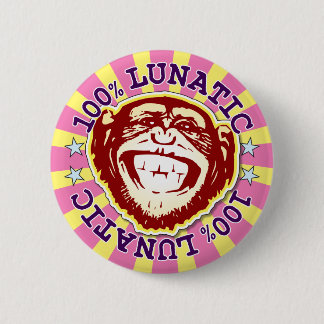 Rond 5 Cm Lunatique 100% Funny Funky Monkey Badge