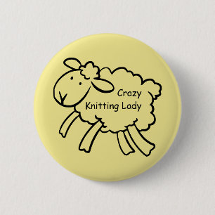 Rond 5 Cm Madame folle Badge de tricot