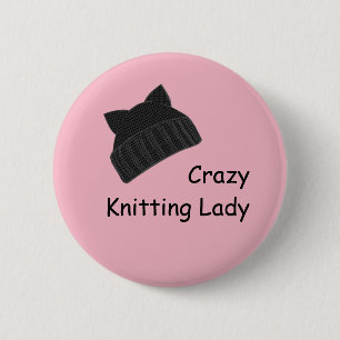 Rond 5 Cm Madame folle Badge de tricot