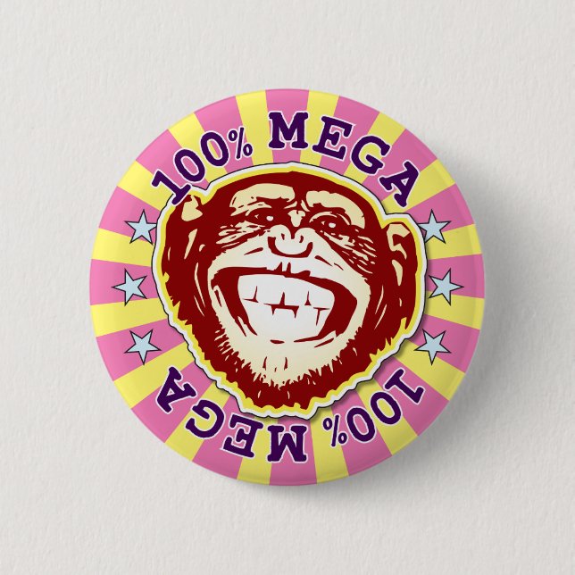 Rond 5 Cm Mega 100% Funny Funky Monkey Badge (Devant)