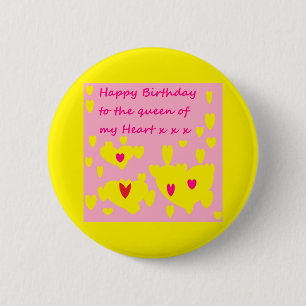 Rond 5 Cm Message d'anniversaire pour elle sur un badge
