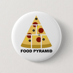 Rond 5 Cm Pizza Food Pyramid Funny Button Badge Pin