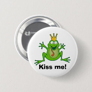 Rond 5 Cm Prince grenouille, Embrasse-moi ! Badge