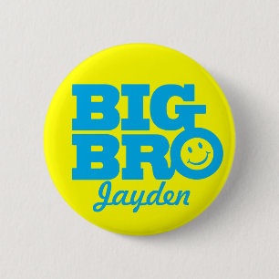 Rond 5 Cm Smile Big Bro nommé badge de bouton en bleu et ja