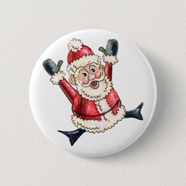 Rond 5 Cm Spirité "Hooray Père Noël !" Badge (Devant)