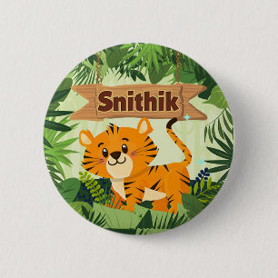 Rond 5 Cm Thème Tigre personnalisé Bouton Badge