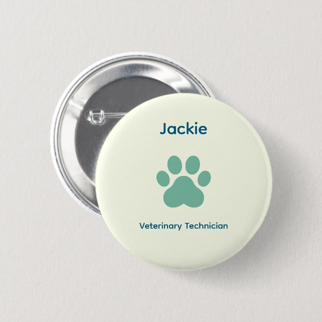 Rond 5 Cm Veterinary Technician Name Badge Button (Devant & derrière)