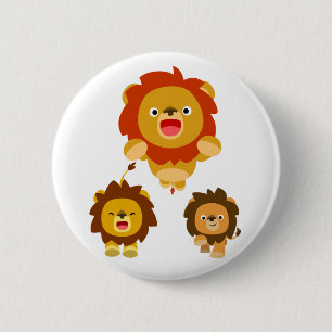 Rond 5 Cm 'Viens ! ! ' Badge Bouton trois mignons Lions Cart