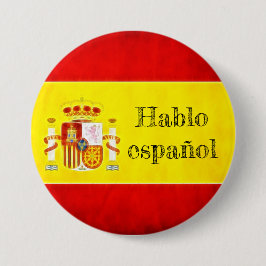 Rond 7,6 Cm Badge drapeau Espagne "Hablo español"