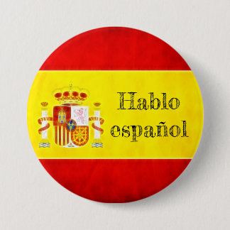 Rond 7,6 Cm Badge drapeau Espagne "Hablo español"