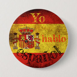 Rond 7,6 Cm Badge drapeau Espagne "Yo hablo español"