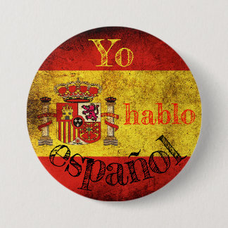 Rond 7,6 Cm Badge drapeau Espagne "Yo hablo español"