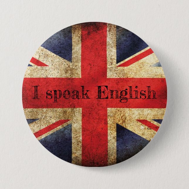 Rond 7,6 Cm Badge drapeau I speak English (Devant)