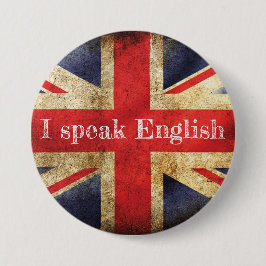 Rond 7,6 Cm Badge drapeau I speak English