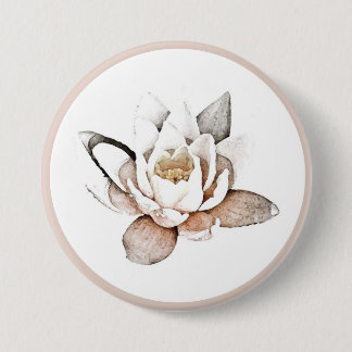 ROND 7,6 CM BADGE : LOTUS BLANC