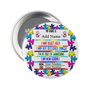 Rond 7,6 Cm Bouton Badge Autisme Alerte Non Verbal