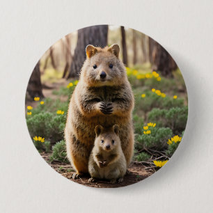 Rond 7,6 Cm Mère Et Bébé Quokka, Bouton Badge