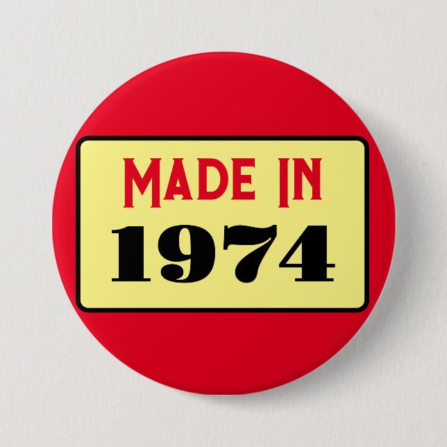 Rond 7,6 Cm Style rétro 50e anniversaire badge 1974 (Devant)