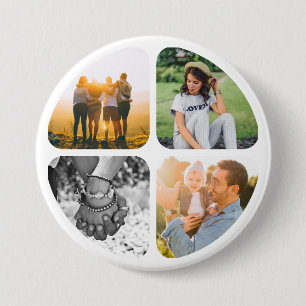 Rond 7,6 Cm Your 4 Photos Pin Button Badge