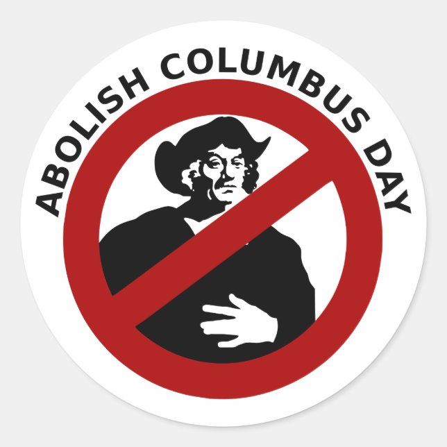 Rond Abolish Columbus Day Sticker (Devant)
