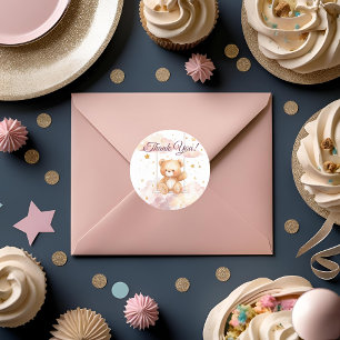 Rond Adorable Ours En Teddy - Sticker Merci