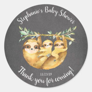 Rond Adorable Twins Sloth Baby Douche Favoriser Sticker