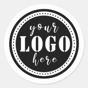Rond Ajouter Votre Logo Sticker Simple Classic Round