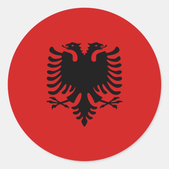 Rond Albanie Sticker Drapeau Fisheye (Devant)