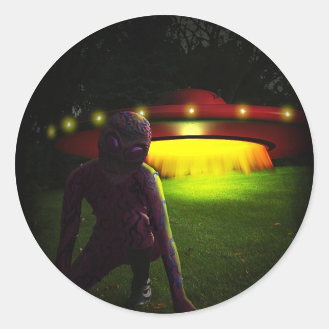 Rond Aliens ont atterri Sticker (Devant)