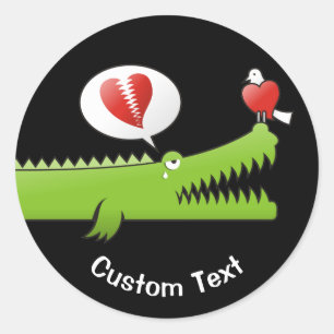 Rond Alligator en Love Classic Round Sticker