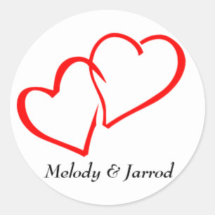 Rond Amour Coeurs rouges entrelacés Sticker personnalis