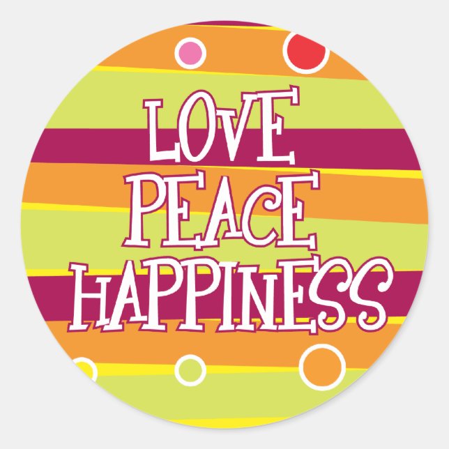 Rond Amour, Paix, Sticker Bonheur (Devant)