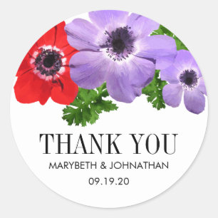Rond Aquarelle Anémonique Floral Wedding Favor Sticker