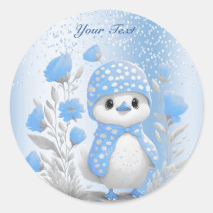 Rond Aquarelle Canard Bleu Sticker Floral