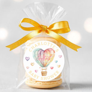 Rond Aquarelle Coeurs Baby shower Favoriser Sticker