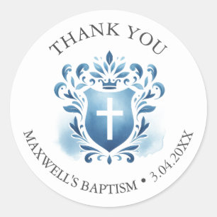 Rond Aquarelle Crest Baptism Favoriser Sticker