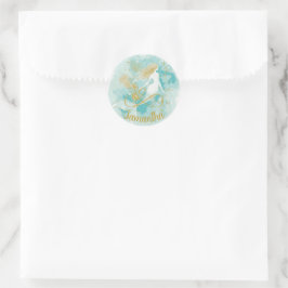 Rond Aquarelle Mermaid Aqua et Sticker Or