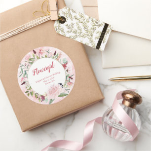 Rond Aquarelle Rose Vous Serez Mon Sticker Flower Girl