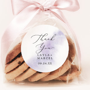 Rond Aquarelle violet Merci mariage Favor Sticker