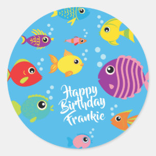 Rond Aquarium de poisson 1er Anniversaire Merci Sticker